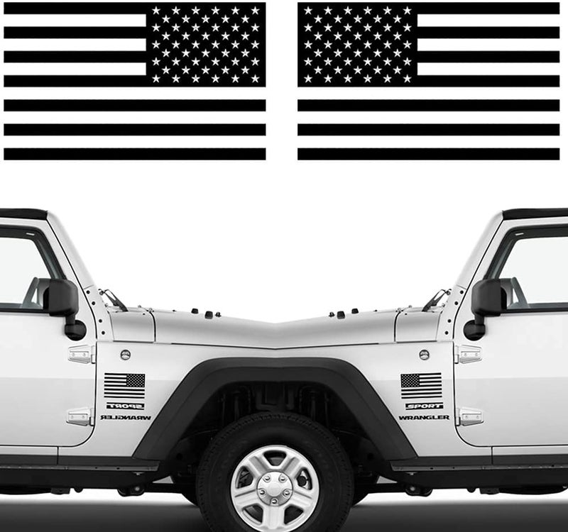 Creatrill Die Cut Subdued Matte Black American Flag Sticker 3" X 5" Tactical Military Flag USA Decal Great for Car, Hard Hat. Car Vinyl Window Bumper Decal Sticker (1 Pair) - Image 1